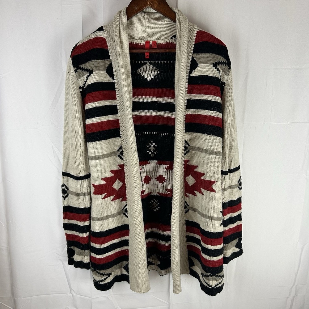 Saks Fifth Avenue Sweater Womens Medium Acrylic Wool Aztec Boho Cardigan‎